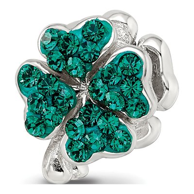 Sterling Silver Crystal Clover Bead