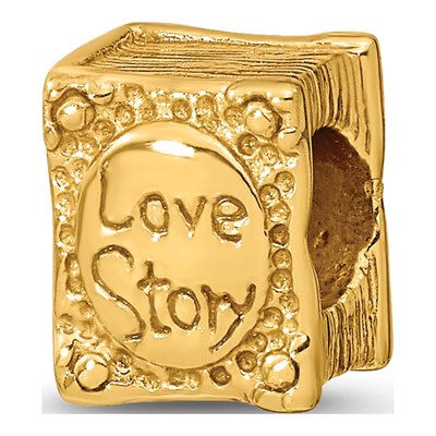 Gold-Plated Sterling Silver Love Story Book Bead
