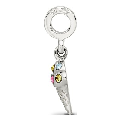 Sterling Silver CZ Ice Cream Cone Dangle Bead – view 4