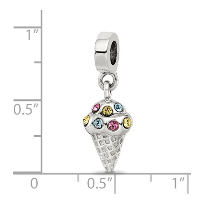 Sterling Silver CZ Ice Cream Cone Dangle Bead – view 5