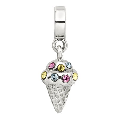 Sterling Silver CZ Ice Cream Cone Dangle Bead – view 6