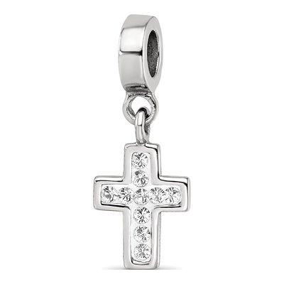 Sterling Silver Crystal Cross Dangle Bead