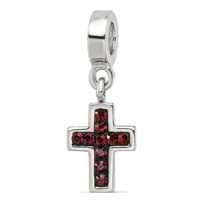 Sterling Silver Crystal Cross Dangle Bead