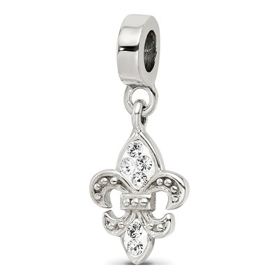 Sterling Silver Crystal Fleur de Lis Bead