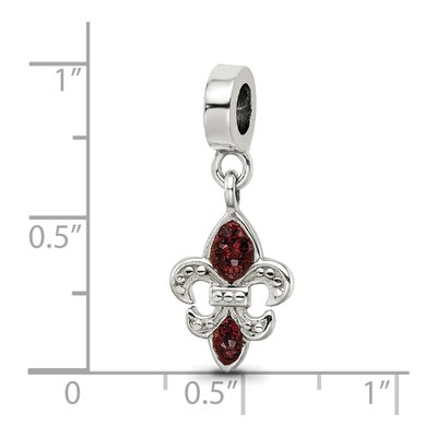 Sterling Silver Crystal Fleur de Lis Dangle Bead – view 5