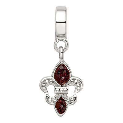 Sterling Silver Crystal Fleur de Lis Dangle Bead – view 6