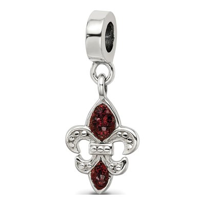 Sterling Silver Crystal Fleur de Lis Dangle Bead