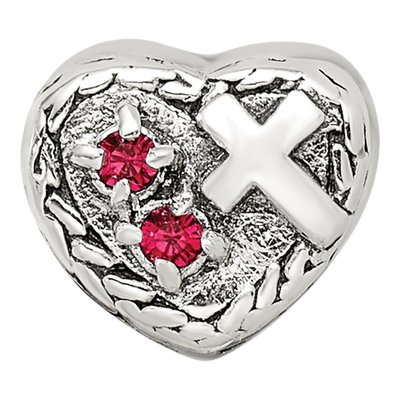 Sterling Silver CZ Cross Heart Bead – view 5