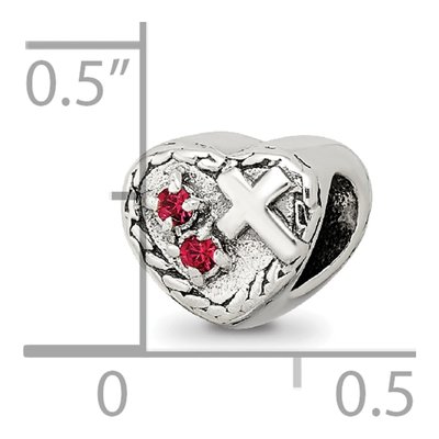 Sterling Silver CZ Cross Heart Bead – view 7