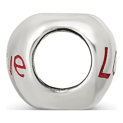 Sterling Silver Enamel Heart Bead – view 2