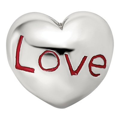 Sterling Silver Enamel Heart Bead – view 3