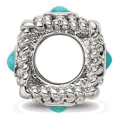 Sterling Silver Turquoise Square Bead – view 4