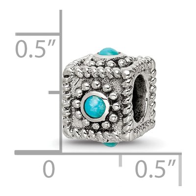 Sterling Silver Turquoise Square Bead – view 6
