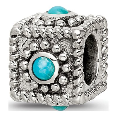 Sterling Silver Turquoise Square Bead