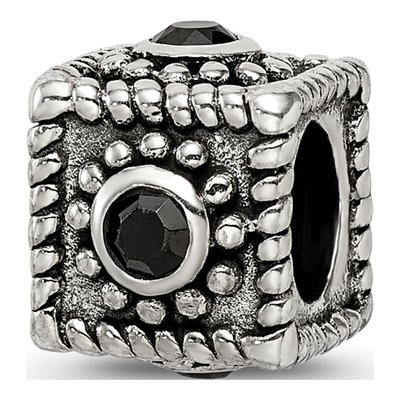 Sterling Silver CZ Square Bead