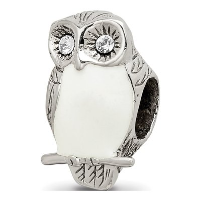 Sterling Silver Enameled Wise Owl Bead