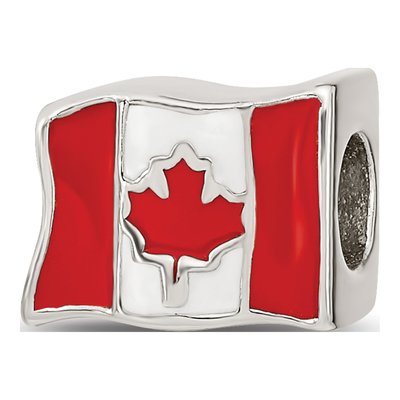Sterling Silver Enameled Canada Flag Bead – view 7