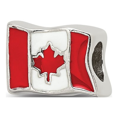 Sterling Silver Enameled Canada Flag Bead