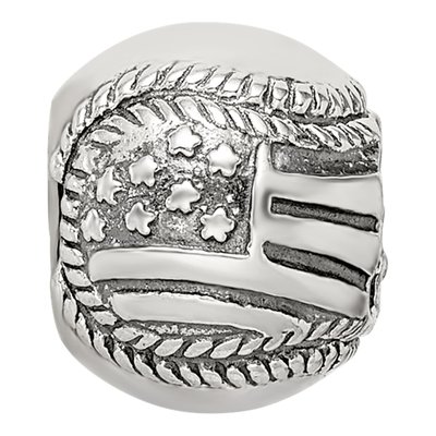 Sterling Silver Flag Baseball Bead – view 5