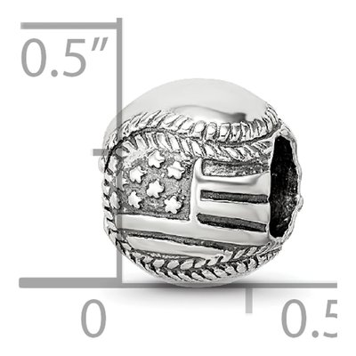 Sterling Silver Flag Baseball Bead – view 6
