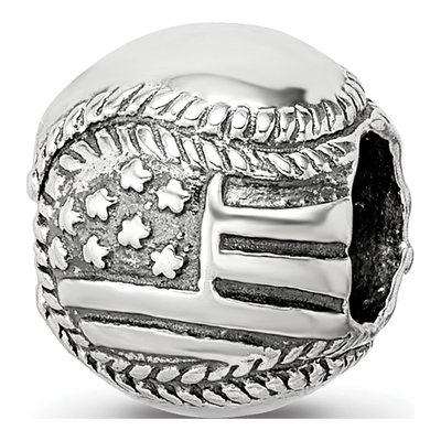 Sterling Silver Flag Baseball Bead