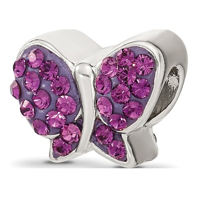 Sterling Silver Crystal Butterfly Bead