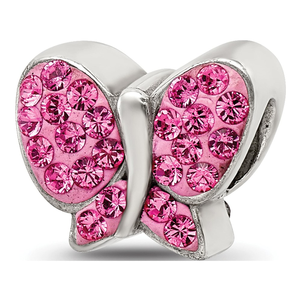 Sterling Silver Crystal Butterfly Bead