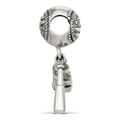 Sterling Silver Baseball Glove Bat Dangle Bead – view 4