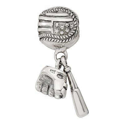 Sterling Silver Baseball Glove Bat Dangle Bead – view 6
