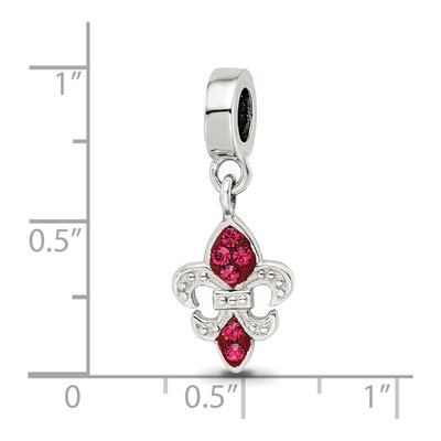 Sterling Silver Crystal Fleur de Lis Dangle Bead – view 5
