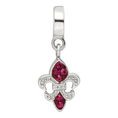 Sterling Silver Crystal Fleur de Lis Dangle Bead – view 6