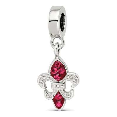 Sterling Silver Crystal Fleur de Lis Dangle Bead