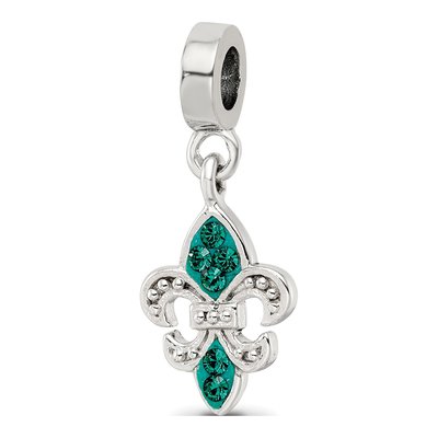Sterling Silver Crystal Fleur de Lis Dangle Bead