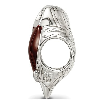 Sterling Silver Brown Enamel Wise Owl Bead – view 4