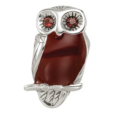 Sterling Silver Brown Enamel Wise Owl Bead – view 6