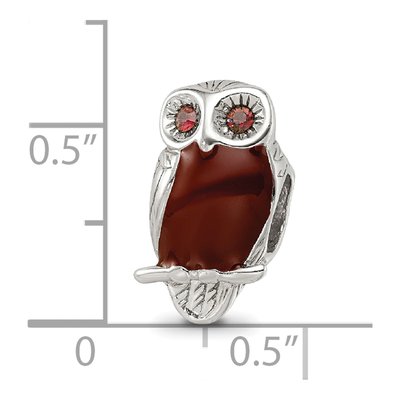Sterling Silver Brown Enamel Wise Owl Bead – view 8
