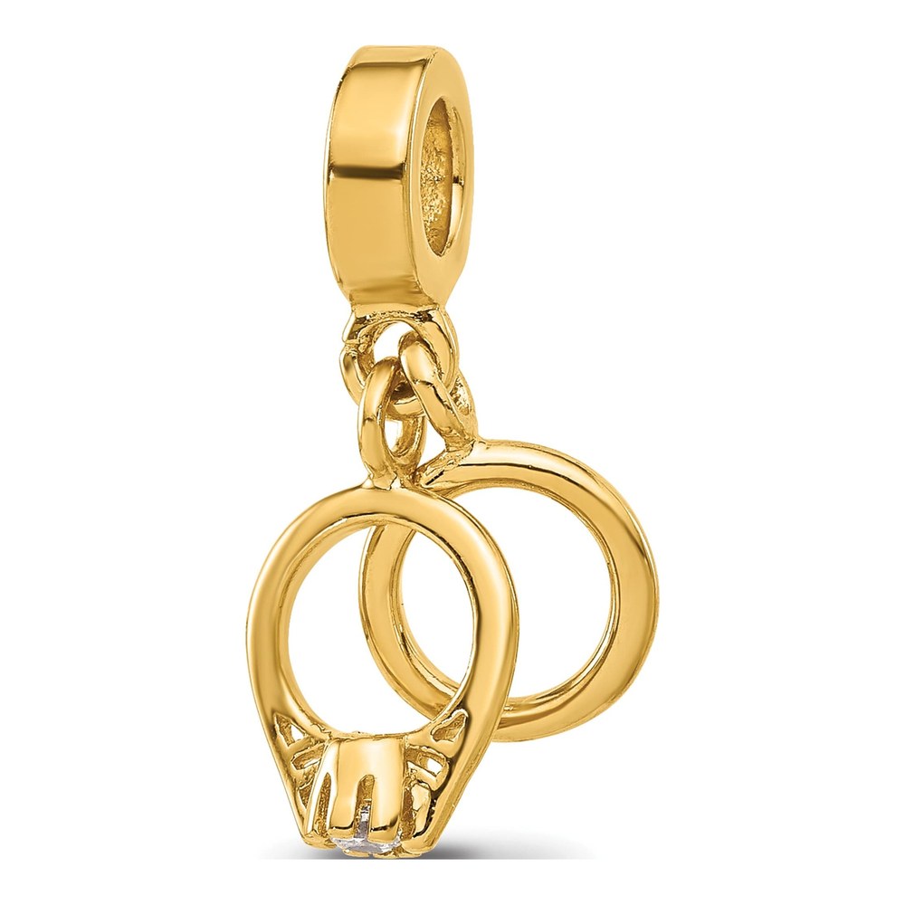 Gold-Plated Sterling Silver CZ Wedding Dangle Bead