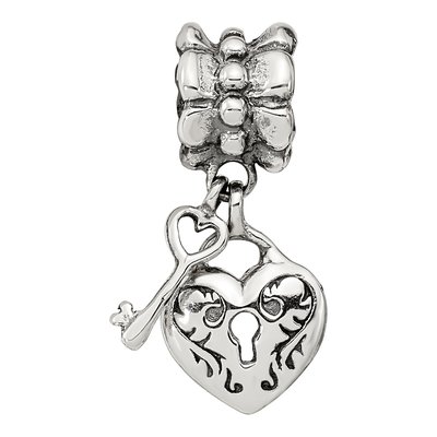 Sterling Silver Heart Key Dangle Bead – view 6