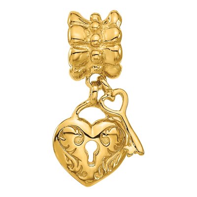Gold-Plated Sterling Silver Heart Key Dangle Bead – view 4