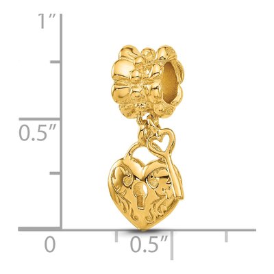 Gold-Plated Sterling Silver Heart Key Dangle Bead – view 6