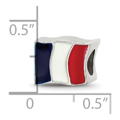 Sterling Silver France Flag Enamel Bead – view 7