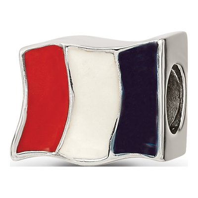 Sterling Silver France Flag Enamel Bead – view 8