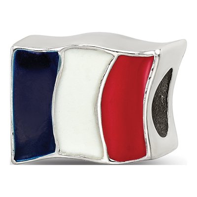 Sterling Silver France Flag Enamel Bead