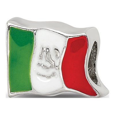 Sterling Silver Mexico Flag Enamel Bead