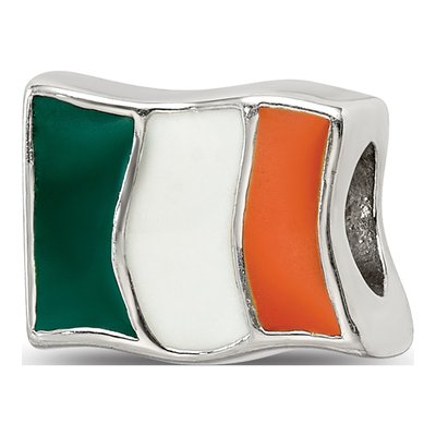 Sterling Silver Enamel Ireland Flag Bead