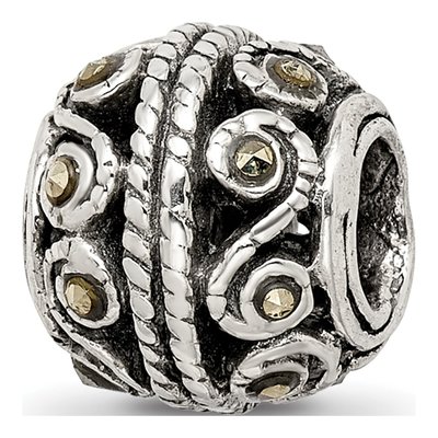 Sterling Silver Marcasite Bali Bead