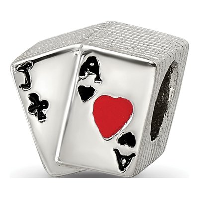 Sterling Silver Blackjack Enamel Bead