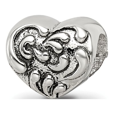 Sterling Silver Scroll Heart Bead