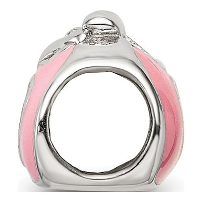 Sterling Silver Pink Red Enamel Purse Bead – view 4