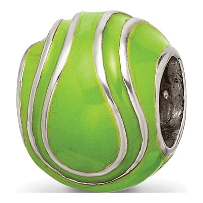 Sterling Silver Enameled Tennis Ball Bead